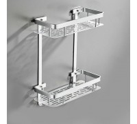 Полиця АЛЮМІНІЄВА у ванну пряма навісна двоярусна HP 99-010