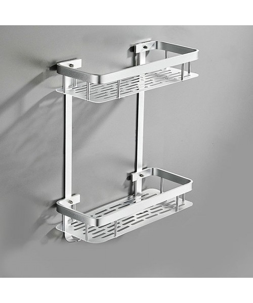 Полка АЛЮМИНИЕВАЯ в ванную прямая навесная двухъярусная HP 99-010