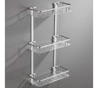 Полка АЛЮМИНИЕВАЯ в ванную прямая навесная трехярусная HP 99-011