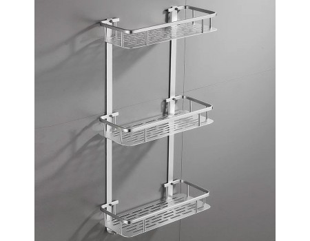 Настенная полка в ванную алюминиевая три яруса