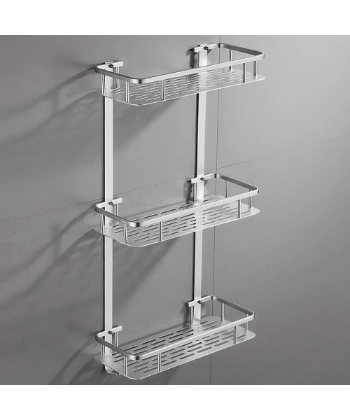 Полка АЛЮМИНИЕВАЯ в ванную прямая навесная трехярусная HP 99-011
