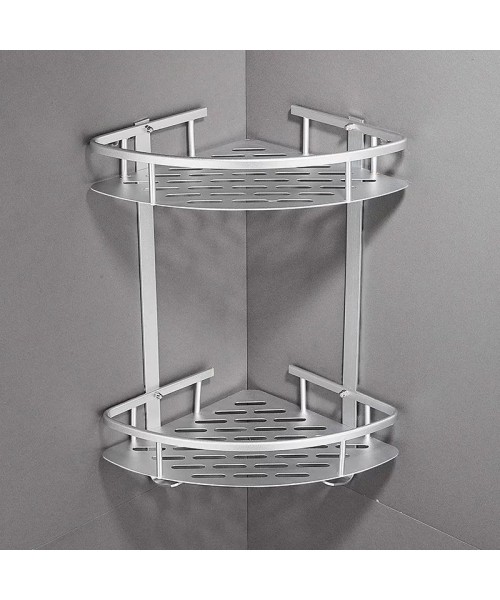 Полка АЛЮМИНИЕВАЯ в ванную угловая навесная двухъярусная HP 99-007