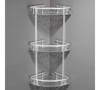 Полка АЛЮМИНИЕВАЯ в ванную угловая навесная трехярусная HP 99-008