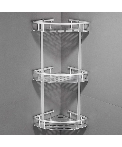 Полка АЛЮМИНИЕВАЯ в ванную угловая навесная трехярусная HP 99-008
