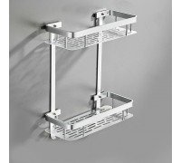 Полка АЛЮМИНИЕВАЯ в ванную прямая навесная двухъярусная HP 99-010