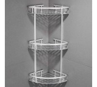 Полка АЛЮМИНИЕВАЯ в ванную угловая навесная трехярусная HP 99-008
