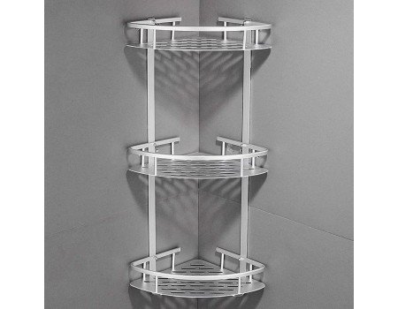Полиця алюмінієва для ванної кімнати та душа кутова триярусна HP 99-008