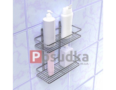 Полочка прямоугольная 25 см 2-ярусная 2-контурная хром ПП-2522