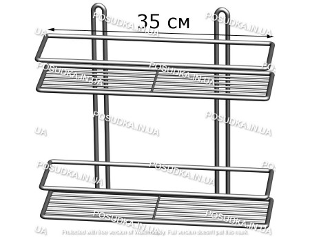 Полочка прямоугольная 35 см 2-ярусная 2-контурная хром ПП-3522