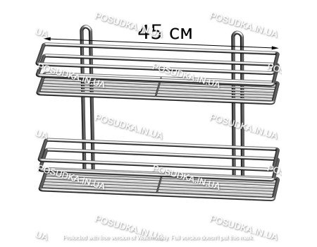Полиця прямокутна 45 см 2-ярусна 3-контурна хром ПП-4523