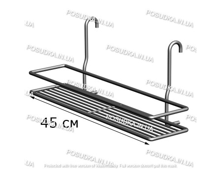 Полочка прямоугольная 45 см 1-ярусная 2-контурная на релинг хром ПП-4512Р