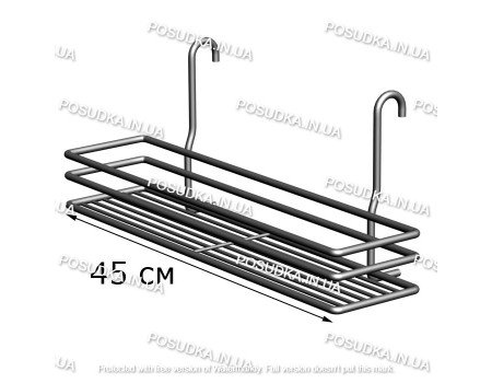 Полочка прямоугольная 45 см 1-ярусная 3-контурная на релинг хром ПП-4513Р