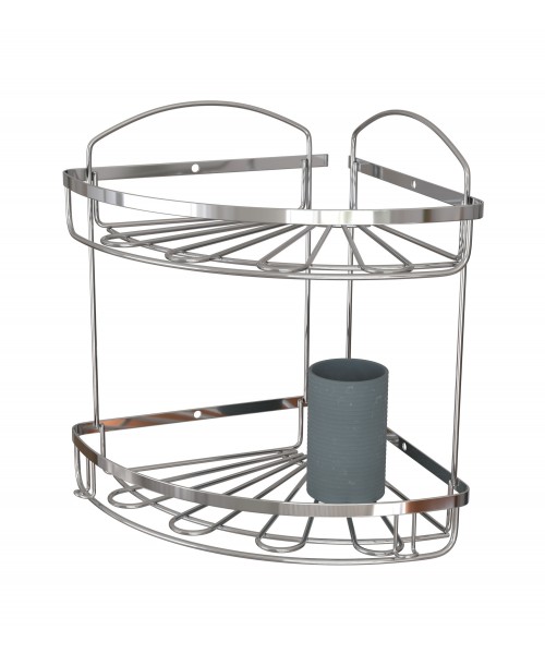 Полка в ванную НЕРЖАВЕЙКА 2-ух ярусная 20*20 см Flower Mabello