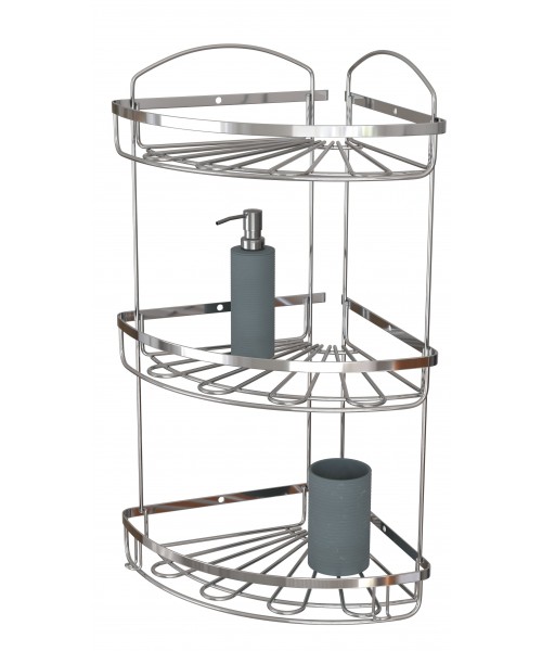 Полка в ванную НЕРЖАВЕЙКА 3-ех ярусная 20*20 см Flower Mabello