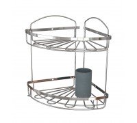 Полка в ванную НЕРЖАВЕЙКА 2-ух ярусная 20*20 см Flower Mabello