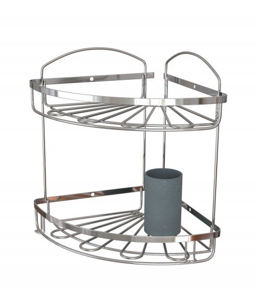 Полка в ванную НЕРЖАВЕЙКА 2-ух ярусная 20*20 см Flower Mabello