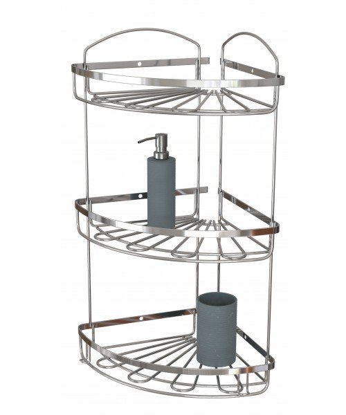 Полка в ванную НЕРЖАВЕЙКА 3-ех ярусная 20*20 см Flower Mabello