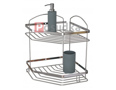 Купить угловую полку в ванную нержавеющая сталь 2 ярусная 20*20 см Star Mabello