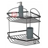 Угловая полка для ванной НЕРЖАВЕЙКА 2 ярусная 20*20 см Star Mabello черный цвет
