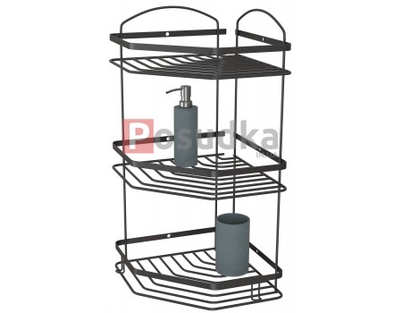 Полочки в ванну черные 3 ярусная 20*20 см Star Mabello