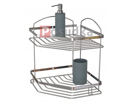 Купить угловую полку в ванную нержавеющая сталь 2 ярусная 20*20 см Star Mabello