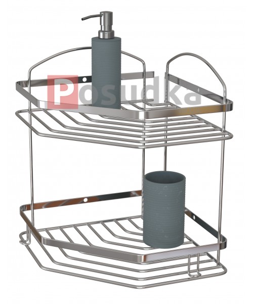 Угловая полка для ванной НЕРЖАВЕЙКА 2 ярусная 20*20 см Star Mabello
