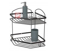 Угловая полка для ванной НЕРЖАВЕЙКА 2 ярусная 20*20 см Star Mabello черный цвет