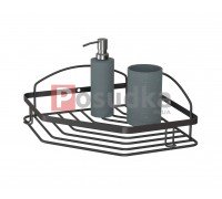 Угловая полка для ванной НЕРЖАВЕЙКА 1 ярусная 20*20 см Star Mabello черный цвет