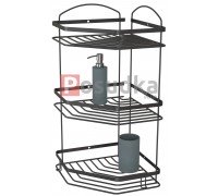 Угловая полка для ванной НЕРЖАВЕЙКА 3 ярусная 20*20 см Star Mabello черный цвет