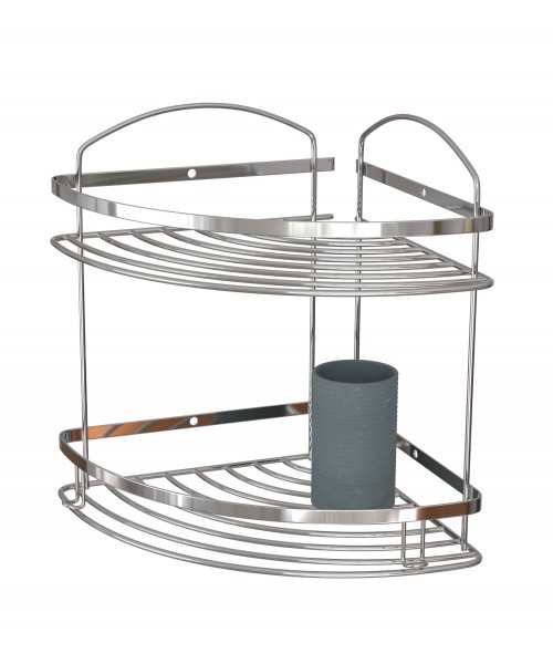 Полиця для ванної кімнати НЕРЖАВЕЙКА 2-ох ярусна 20*20 см Oval Mabello