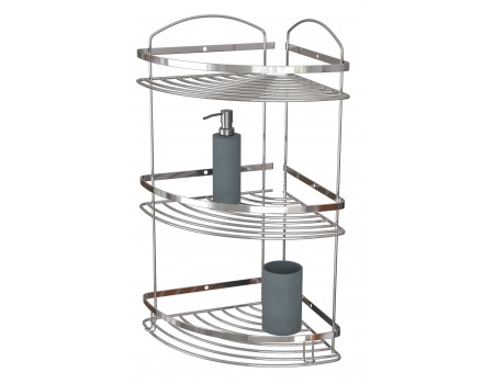 Полка для ванной угловая металл нерж трех ярусная Oval Mabello