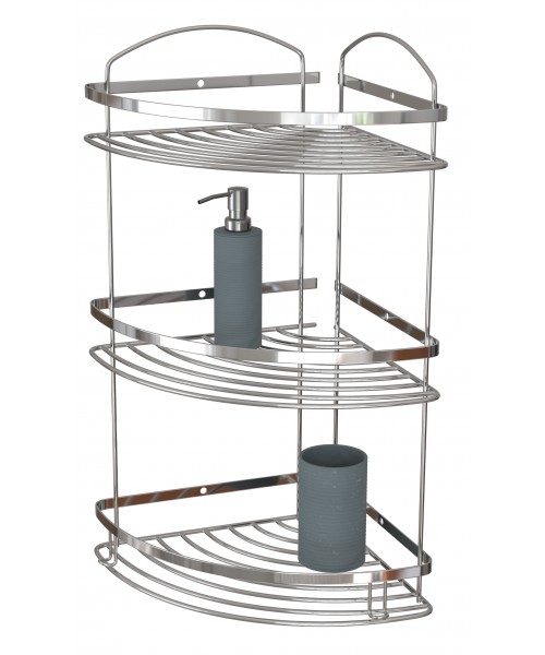 Полка для ванной комнаты НЕРЖАВЕЙКА 3-ех ярусная 20*20 см Oval Mabello