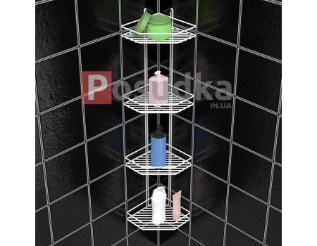 Угловые полки в ванную не ржавеет гарантия 3 года 20 см 4 ярусная белая