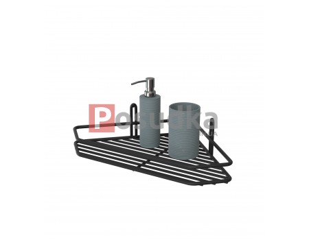 Угловая металлическая полка черная 1-ярусная