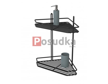 Двойная угловая полка черного цвета 