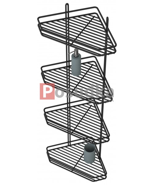 Полиця кутова 20 см 4-ярусна чорний колір ПУ-20423