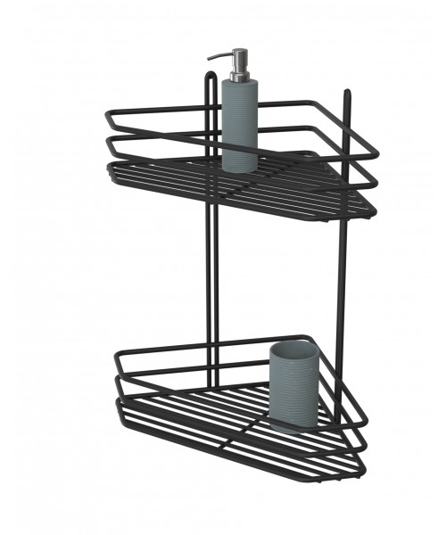 Полочка угловая 25см 2-ярусная черный цвет ПУ-25233