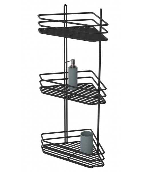 Полочка угловая 25см 3-ярусная черный цвет ПУ-25333