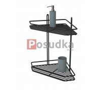 Полочка угловая 20 см 2-ярусная черный цвет ПУ-20223