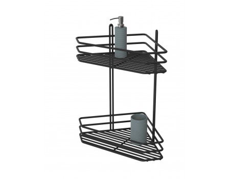 Полиця кутова 25см 2-ярусна 2-контурна хром