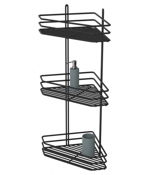 Полочка угловая 25см 3-ярусная черный цвет ПУ-25333