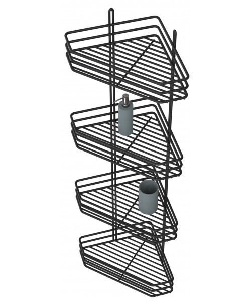 Полочка угловая 25см 4-ярусная черный цвет ПУ-25423