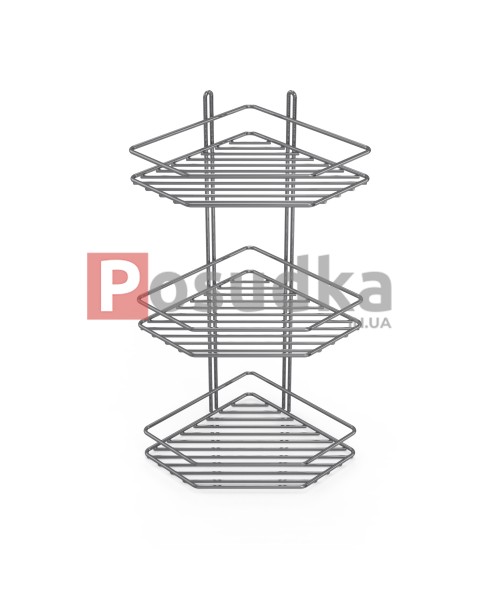 Полиця кутова 20см 3-ярусна хром ПУ-2032Н