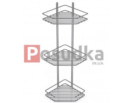 Полиця кутова 20см 3-ярусна 2-контурна хром