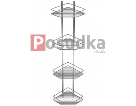 Полиця кутова 20см 4-ярусна 2-контурна хром