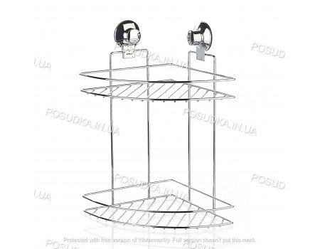 Полиця для ванної на вакуумних присосках Feniks 20см 2-ярусна