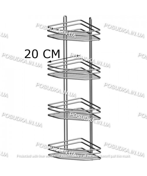 Полиця кутова 20см 4-ярусна хром ПУ-2043