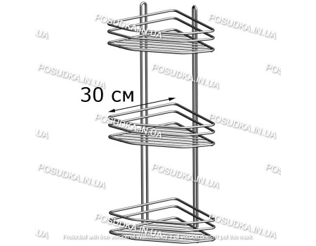Полочка угловая 30см 3-ярусная 3-контурная хром
