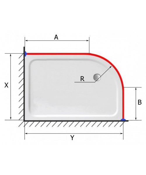 Дугообразный карниз для прямоугольного поддона Индивидуальный размер