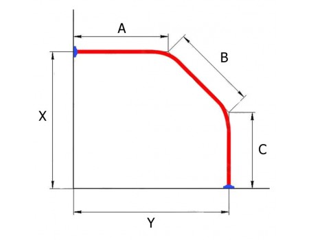 Карнизи для душу Трапеція двокутова 80*80 см нержавіюча сталь.